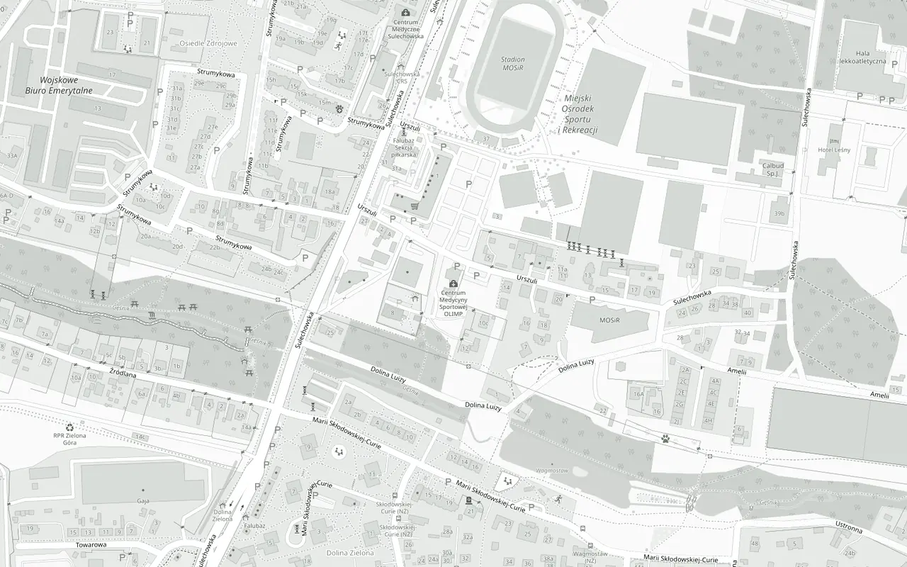 Mapa okolicy ul. Urszuli 10 w Zielonej Górze